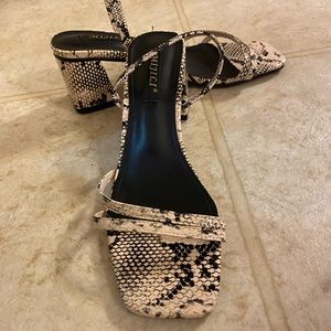 Snake Print Mule Block Heels